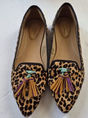 Hush Puppies Sadie Leopard Print Pointed Tassel Flats in Tan, Black & Purple